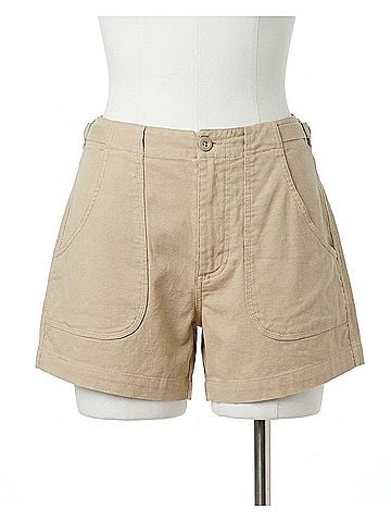 Grace & Lace Linen Shorts in Khaki (view 1)