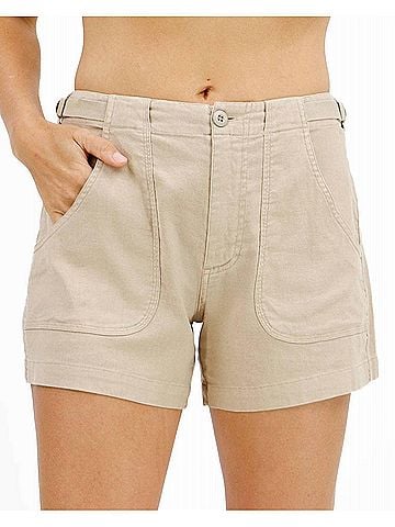 Grace & Lace Linen Shorts in Khaki (view 2)