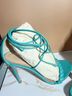 Gianvito Rossi 100% Leather Teal Heels Size EU 37 1/2 - photo 3