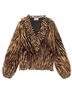 Ganni 100% Polyester Animal Print Black Brown Long Sleeve Blouse Size 10 - photo 4