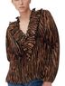 Ganni 100% Polyester Animal Print Black Brown Long Sleeve Blouse Size 10 - photo 5
