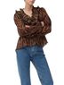Ganni 100% Polyester Animal Print Black Brown Long Sleeve Blouse Size 10 - photo 13