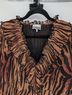 Ganni 100% Polyester Animal Print Black Brown Long Sleeve Blouse Size 10 - photo 7
