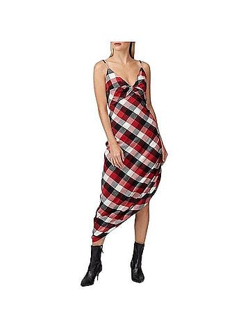 Monse Asymmetric Plaid Silk-Lined Sheath Dress Cocktail Dress (view 1)