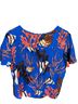 Nic + Zoe 100% Polyester Floral Blue Multi Color Short Sleeve Blouse Size L - photo 2