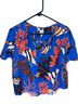 Nic + Zoe 100% Polyester Floral Blue Multi Color Short Sleeve Blouse Size L - photo 1