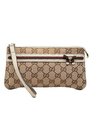 Gucci GG Canvas Web Mayfair Wristlet Clutch (view 1)