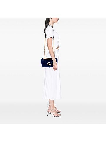 Gucci Medium GG Marmont Matelasse Velvet Shoulder Bag (view 2)