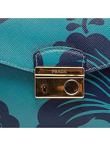 Prada Saffiano Hibiscus Print Sound Lock Clutch (view 2)