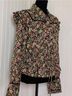 Free People Floral Black Multi Color Long Sleeve Blouse Size M - photo 5