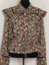 Free People Floral Black Multi Color Long Sleeve Blouse Size M - photo 4