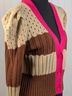Calligraphie Stripes Brown Pink Ivory Cardigan Size XS - photo 4