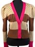 Calligraphie Stripes Brown Pink Ivory Cardigan Size XS - photo 1