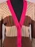 Calligraphie Stripes Brown Pink Ivory Cardigan Size XS - photo 8