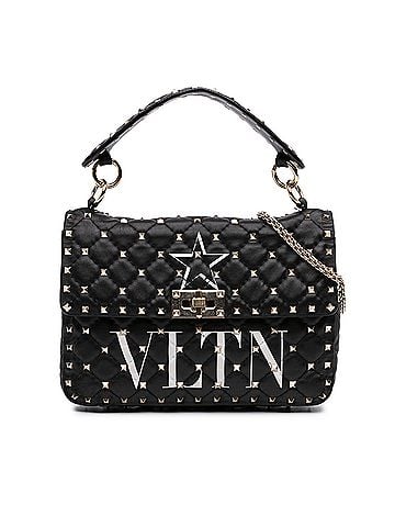 Valentino Medium Lambskin VLTN Rockstud Spike Satchel (view 1)