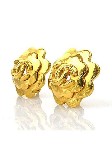 Chanel Chanel earrings, metal, gold, women's, r11310i (view 2)