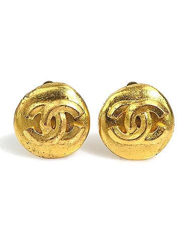Chanel Chanel earrings, Coco Mark design, metal, gold, women's, e62058a (view 1)