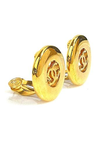 Chanel Chanel earrings, metal, gold, women's, r11308i (view 2)