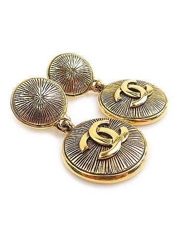 Chanel Chanel earrings, Coco Mark design, metal, gold, women's, e62054a (view 2)