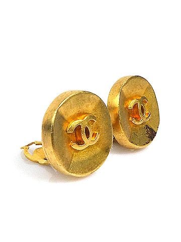 Chanel Chanel earrings, Coco Mark design, metal, gold, women's, e62056a (view 2)