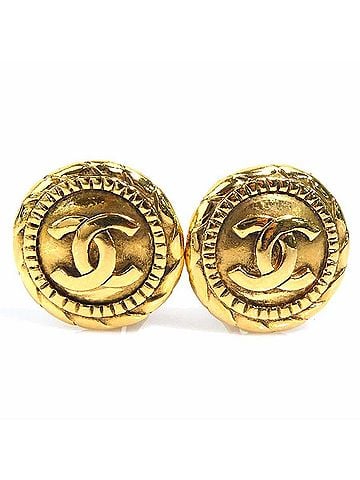 Chanel Chanel earrings, Coco Mark design, metal, gold, women's, e62055k (view 1)