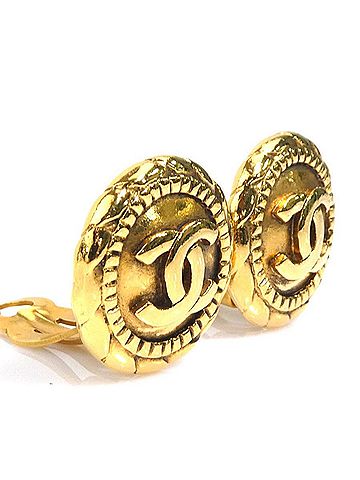 Chanel Chanel earrings, Coco Mark design, metal, gold, women's, e62055k (view 2)