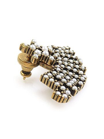 Christian Dior Christian Dior JA DIOR Bee Earrings, Metal, Faux Pearl, Gold, White, Women's, e62053i (view 2)