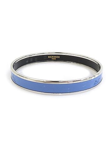 Hermès Hermes HERMES Bangle Bracelet Email Metal Enamel Silver Blue Women's e62049a (view 1)