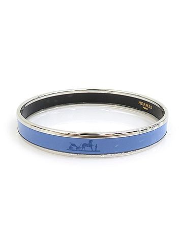 Hermès Hermes HERMES Bangle Bracelet Email Metal Enamel Silver Blue Women's e62049a (view 2)