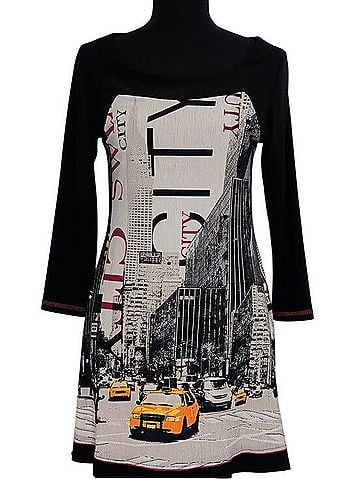 Bali OCCO Paris Vintage New York City Graphic Tunic Mini Dress Casual Dress (view 1)