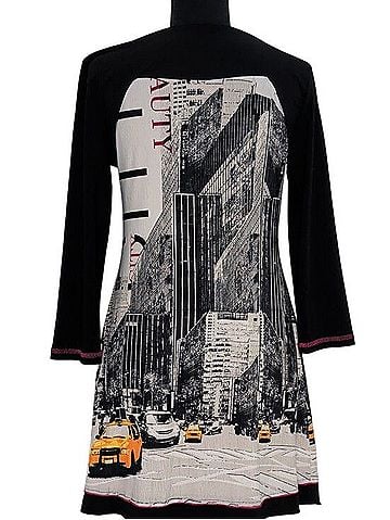Bali OCCO Paris Vintage New York City Graphic Tunic Mini Dress Casual Dress (view 2)