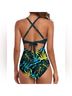 EOMENIE Tropical Green Blue One Piece Swimsuit Size L - photo 6