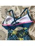 EOMENIE Tropical Green Blue One Piece Swimsuit Size L - photo 5