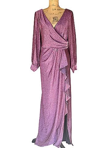 Adrianna Papell Metallic Shimmering Wedding Wrap High Low Cocktail Dress (view 1)