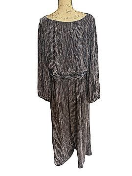 Lane Bryant Black and Gold Pleated Faux Wrap Jumpsuit (view 2)
