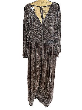 Lane Bryant Black and Gold Pleated Faux Wrap Jumpsuit (view 1)