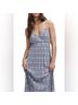 Mango 100% Polyester Floral Tropical Stripes Blue White Casual Dress Size M - photo 8