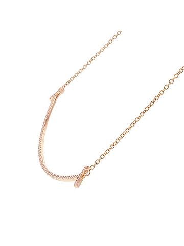 Tiffany & Co. Tiffany &amp; Co. T Smile Pendant Necklace, Large Diamond, Approx. 0.19ct Total, 18K Pink Gold, 60011654. (Tiffany Diamond Necklace) (view 2)