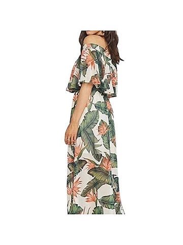 Show Me Your Mumu Tropical Banana Leaf Off?Shoulder Maxi Dress Casual Dress (view 2)