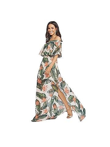 Show Me Your Mumu Tropical Banana Leaf Off?Shoulder Maxi Dress Casual Dress (view 1)