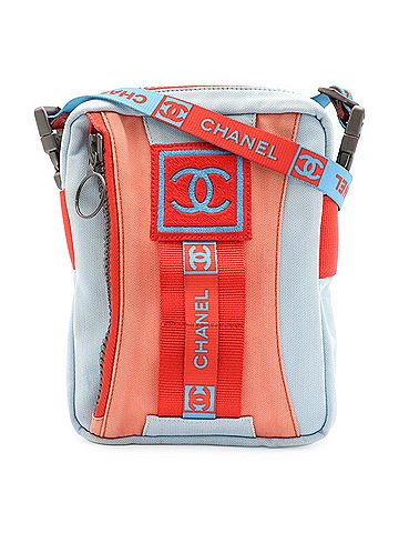 Chanel CHANEL Sport Line Coco Mark Shoulder Bag, Nylon Canvas, Light Blue, Red (view 1)