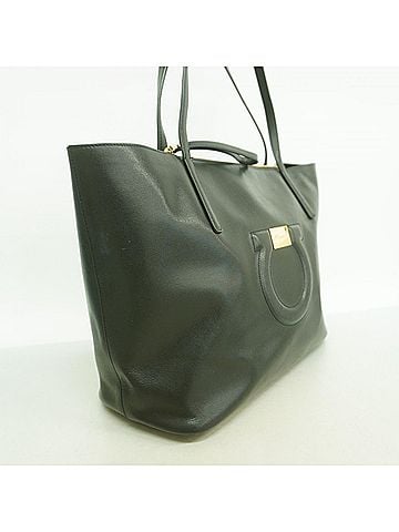 Salvatore Ferragamo Salvatore Ferragamo Gancini Leather Tote Bag, Black, Women's (view 2)