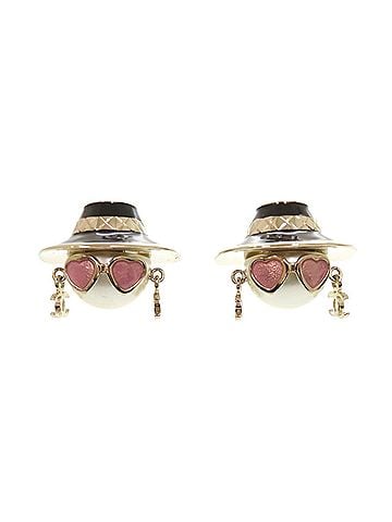 Chanel Chanel Coco Mark Doll Earrings, Faux Pearl, Metal, Gold, 1526CHANEL (view 1)
