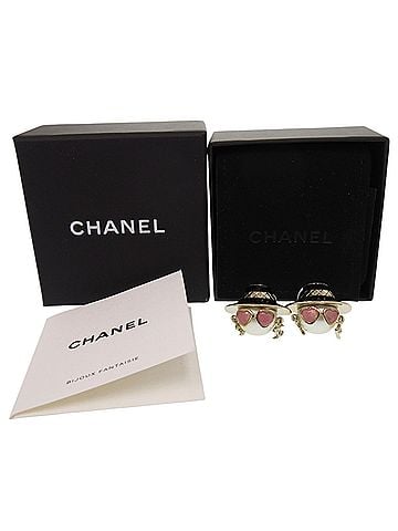 Chanel Chanel Coco Mark Doll Earrings, Faux Pearl, Metal, Gold, 1526CHANEL (view 2)