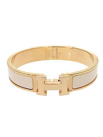 Hermès Hermes Click H PM F1 02 74 Metal Enamel White Bangle 0293HERMES (view 1)