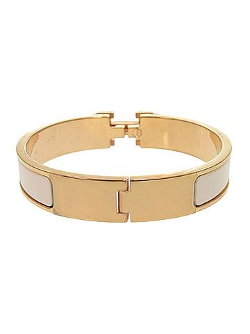 Hermès Hermes Click H PM F1 02 74 Metal Enamel White Bangle 0293HERMES (view 2)