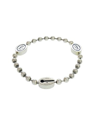 Gucci Gucci G Ball Chain Bracelet, Interlocking Design, Sterling Silver 925, Silver/Blue, 0794, GUCCI, Men's (view 2)