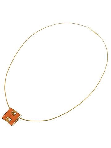 Hermès Hermes Cage d'H H-Cube Metal Orange Necklace 1501HERMES (view 1)