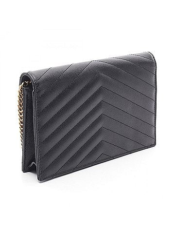 Yves Saint Laurent Yves Saint Laurent Cassandra Envelope Shoulder Bag/Handbag, Leather, Women's, Black, 857605 (view 2)