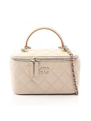 Chanel Chanel Matelassé Vanity Bag, 2-Way Shoulder Bag/Handbag, Lambskin Leather, Women's, Beige (AP2199) (view 1)